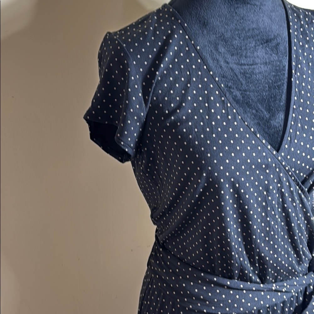 New York & Company Dress Black Polka Dot Faux Wrap Midi in Size M NWT - Picture 6 of 11